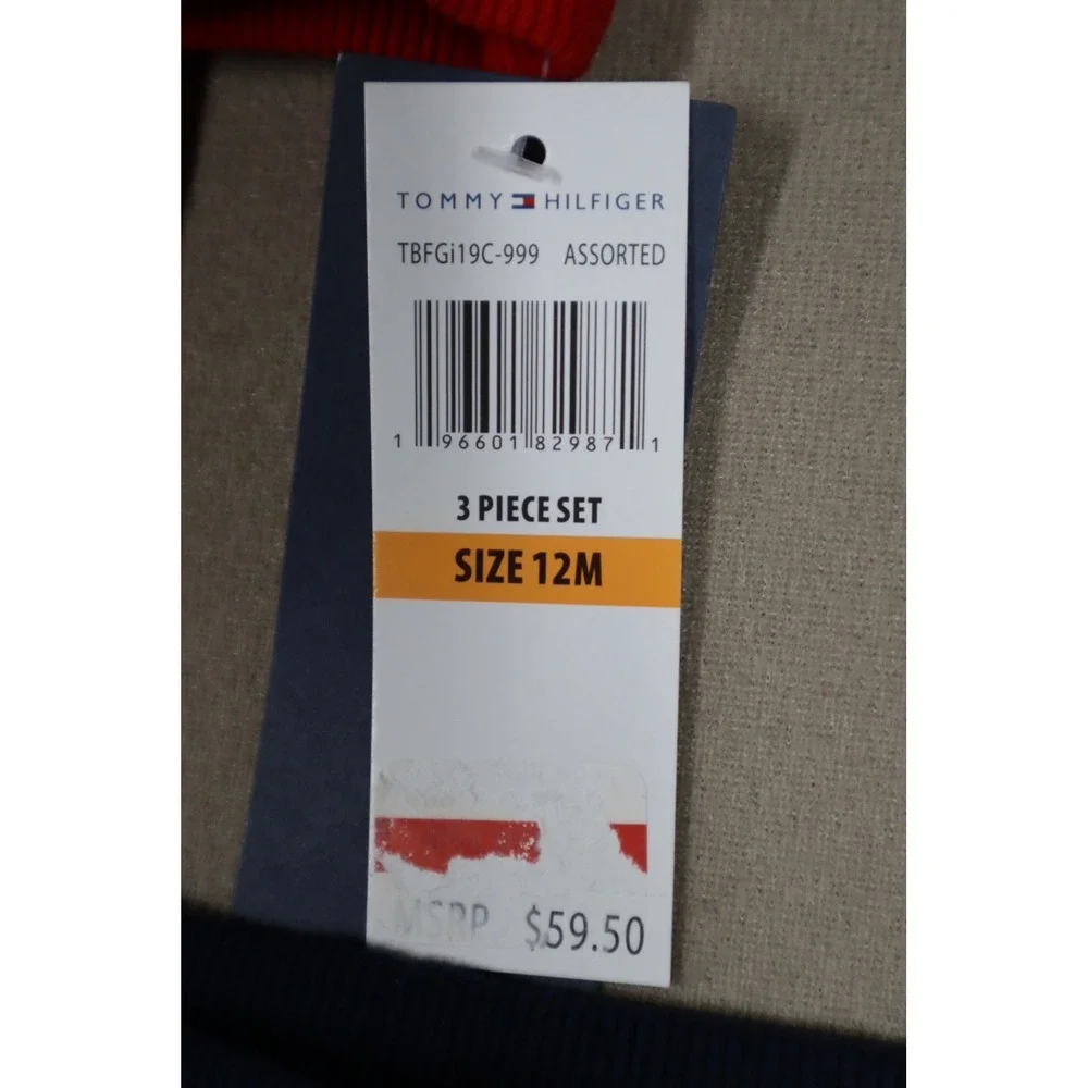 Tommy Hilfiger Baby Boys Basic Tshirt Fleece Crewneck and Joggers 3 Pc Set - Red
